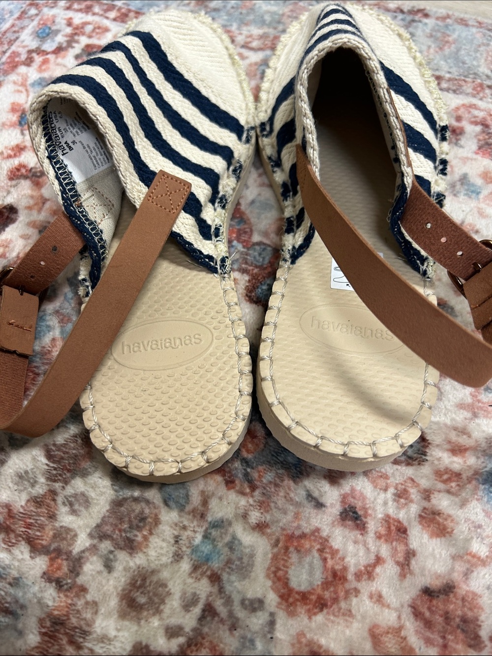 Havaianas Women’s Navy Striped Espadrille Slingback Sandals - Picture 4 of 8